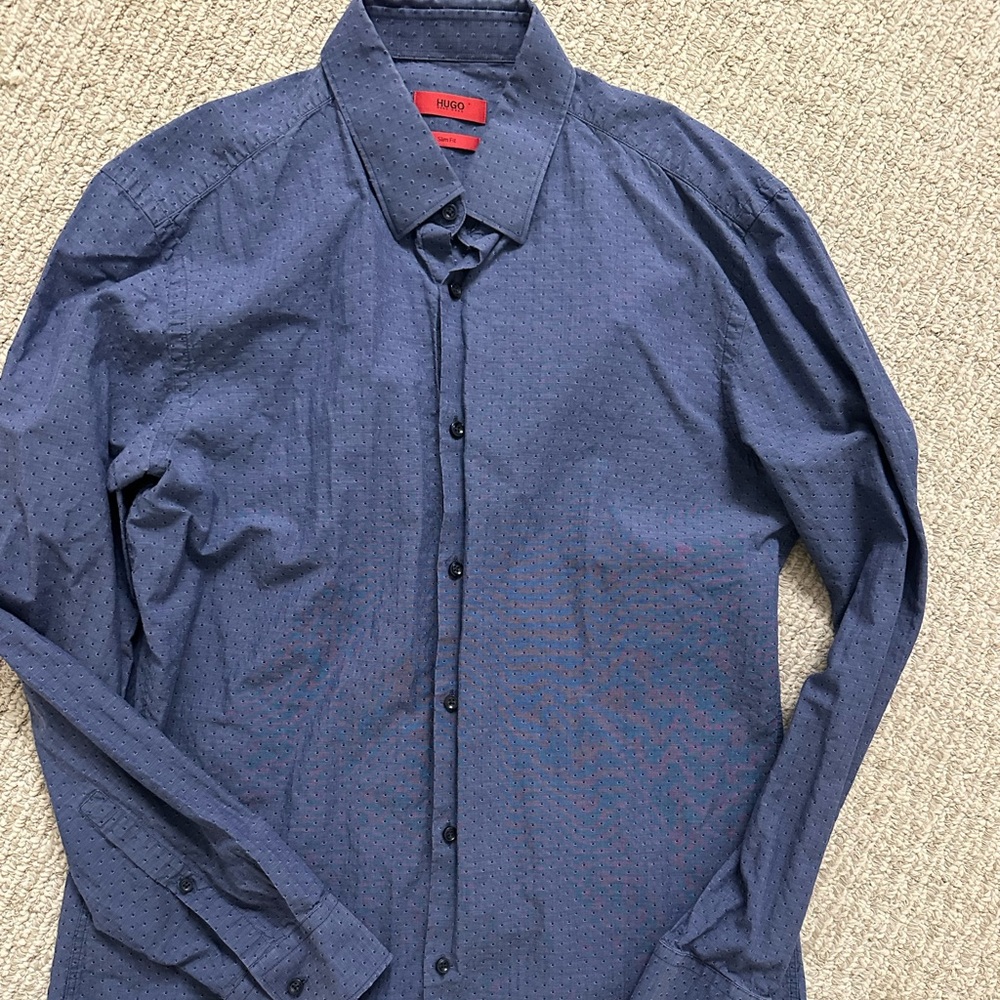Hugo Boss Navy Casual Button-Down Shirt